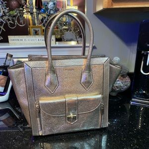 Gold Henri Bendel Bag with Zip-on Small Purse